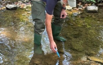 David George testing stream water.