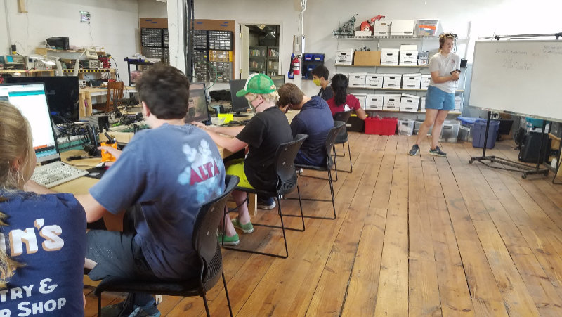 Students get to work learning Arduino programming at Vector Space’s EnviroDIY summer camp.
