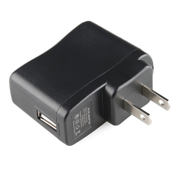 USB Wall Charger - 5V, 1A (Black) 